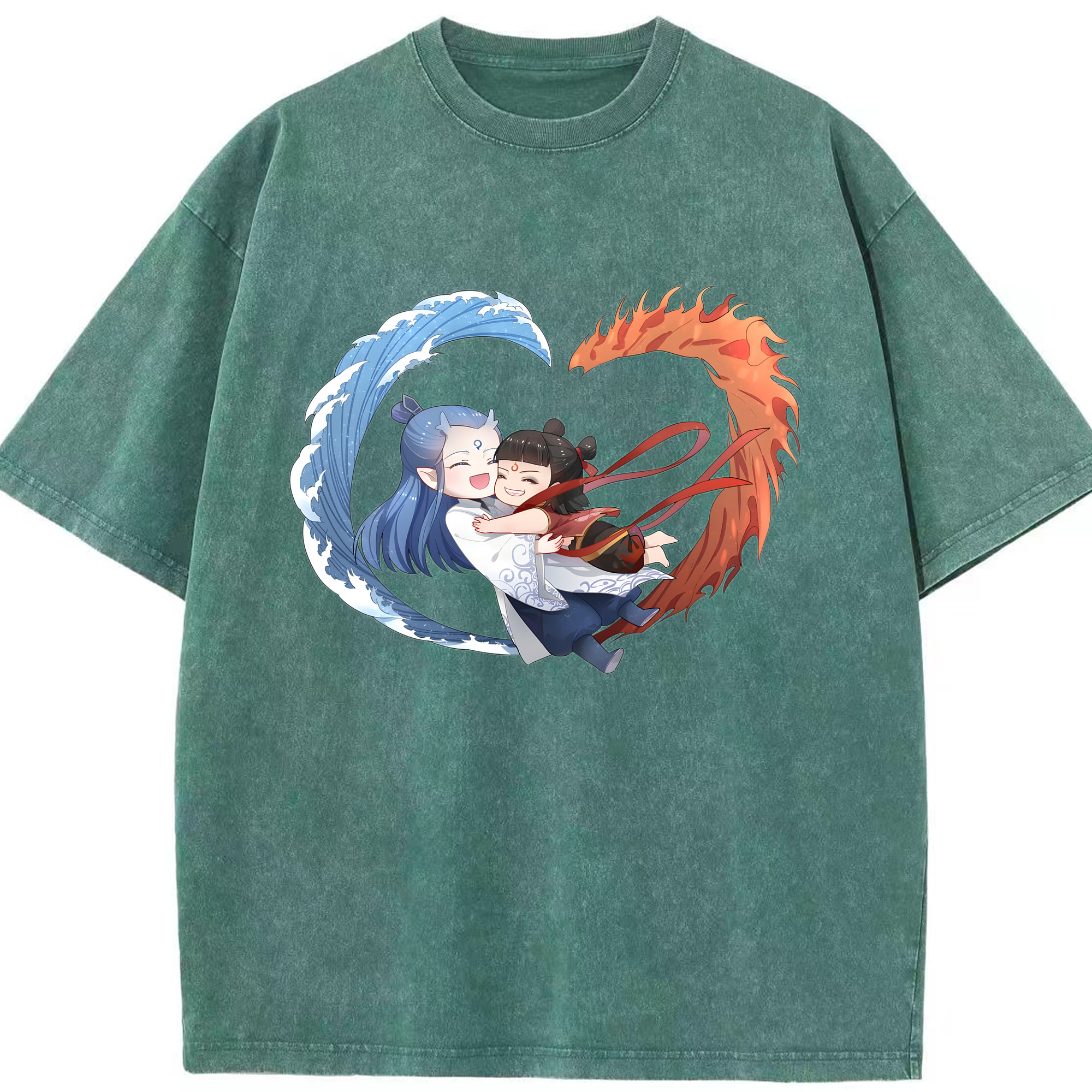 （画像用） Ne Zha 2 ナタ 魔童の大暴れ 綿100% ヴィンテージ風 半袖Tシャツ（フロントプリント）